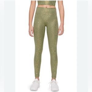 SUPERNOVA DRI-FIT ONE BIG KIDS' (GIRLS') LEGGINGS IN GREEN SIZE L (12-14)